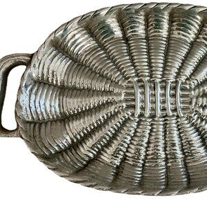 Vintage Pewter Metal Basket Weave Tray
